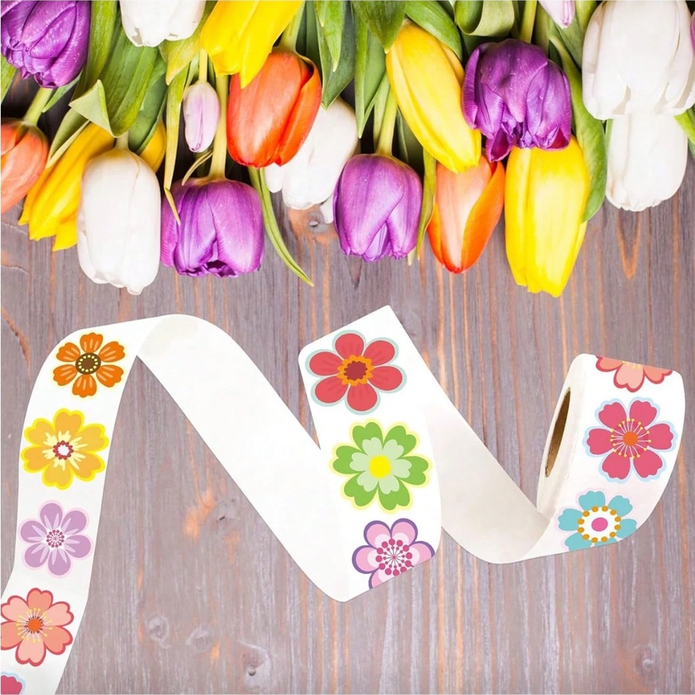 500 Colorful Flower Stickers 8 Bright Designs - Picture 4 of 7